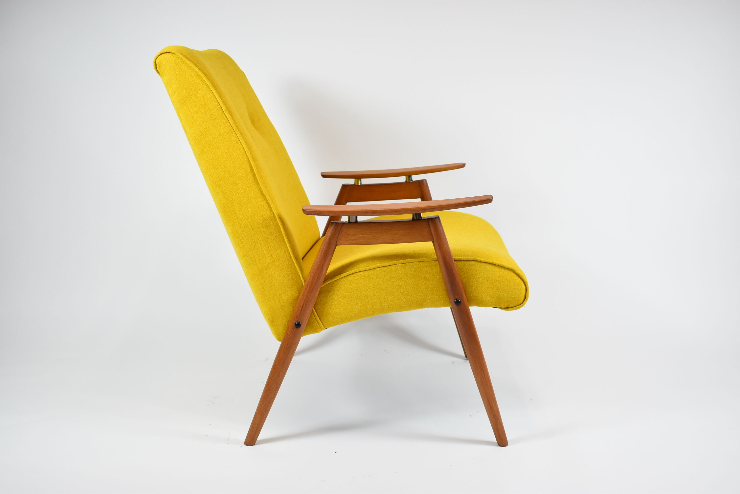 Czech original armchair TON, type 6950, 1960s, yellow, restored