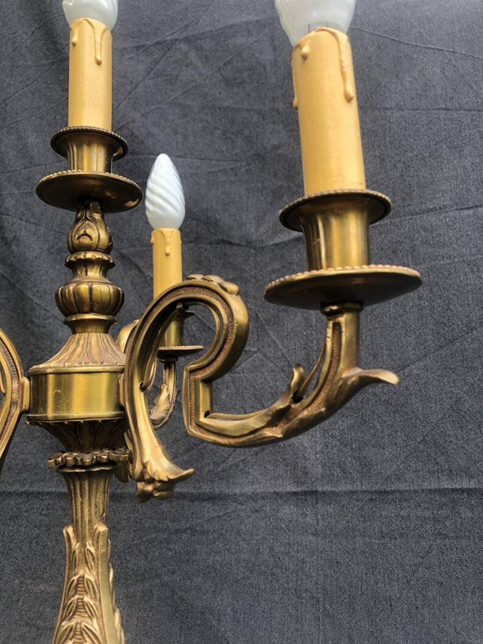 Vintage French Bronze and Brass Table Lamp: Louis XVI Style, 4-Branch C1950