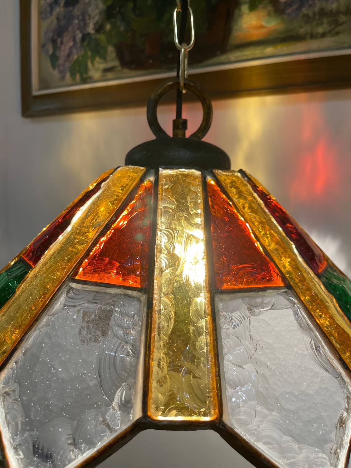 Poliarte pendant lamp by Longobard in murano glass, 1980s