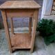 antique tall fir wood side table, a piece of workshop furniture