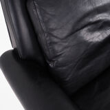 Black leather armchair, Danish design, 1970s, production: Denmark