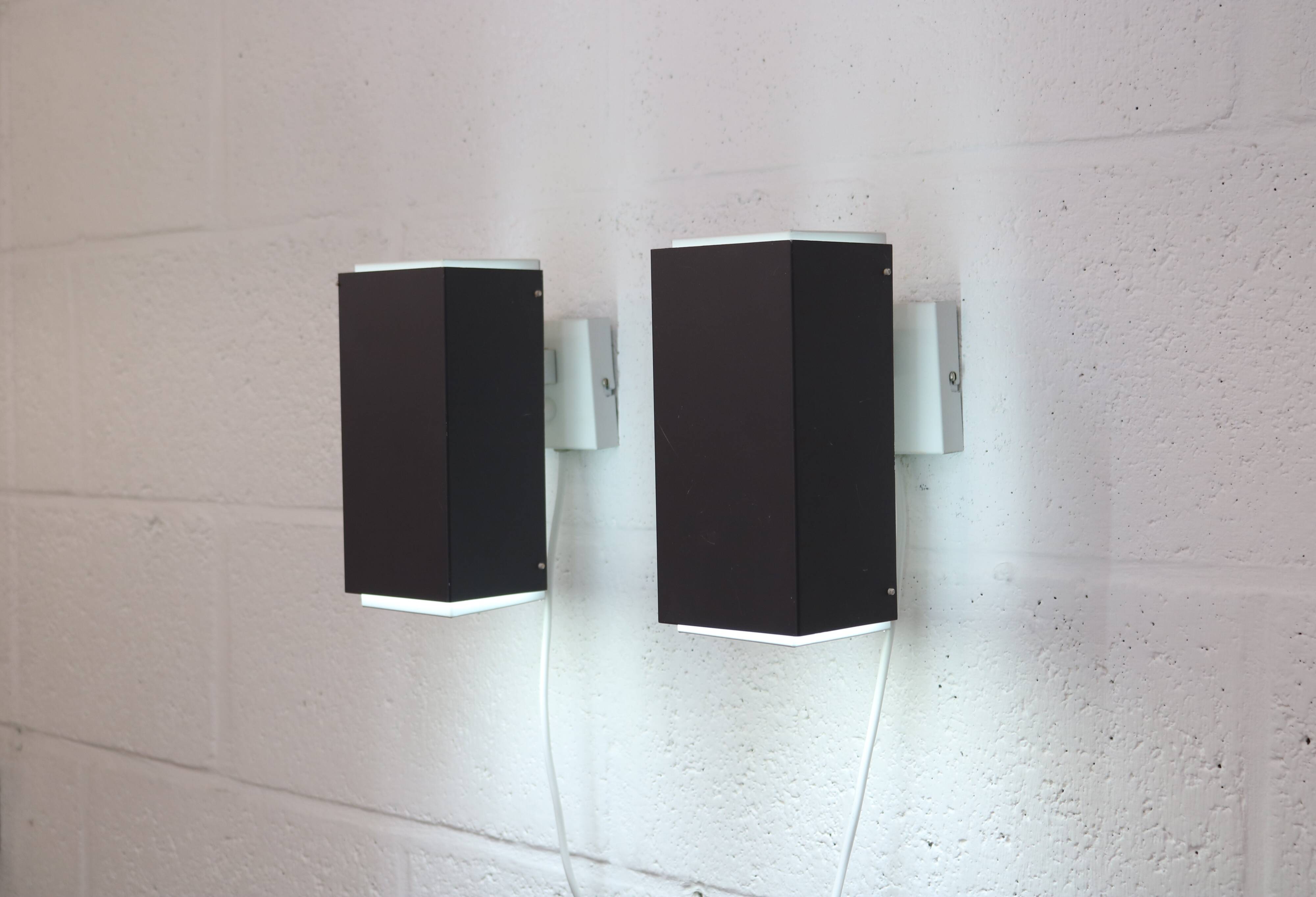 Pair of grey and white wall sconces by Preben Dahl for H. F. Belysning, 1960s