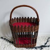 Hand-woven wooden bottle locker, bamboo and wicker