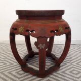 Stool Chinese pedestal table old red lacquer