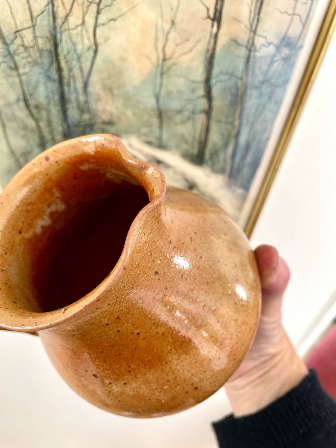 Vintage pink stoneware pitcher