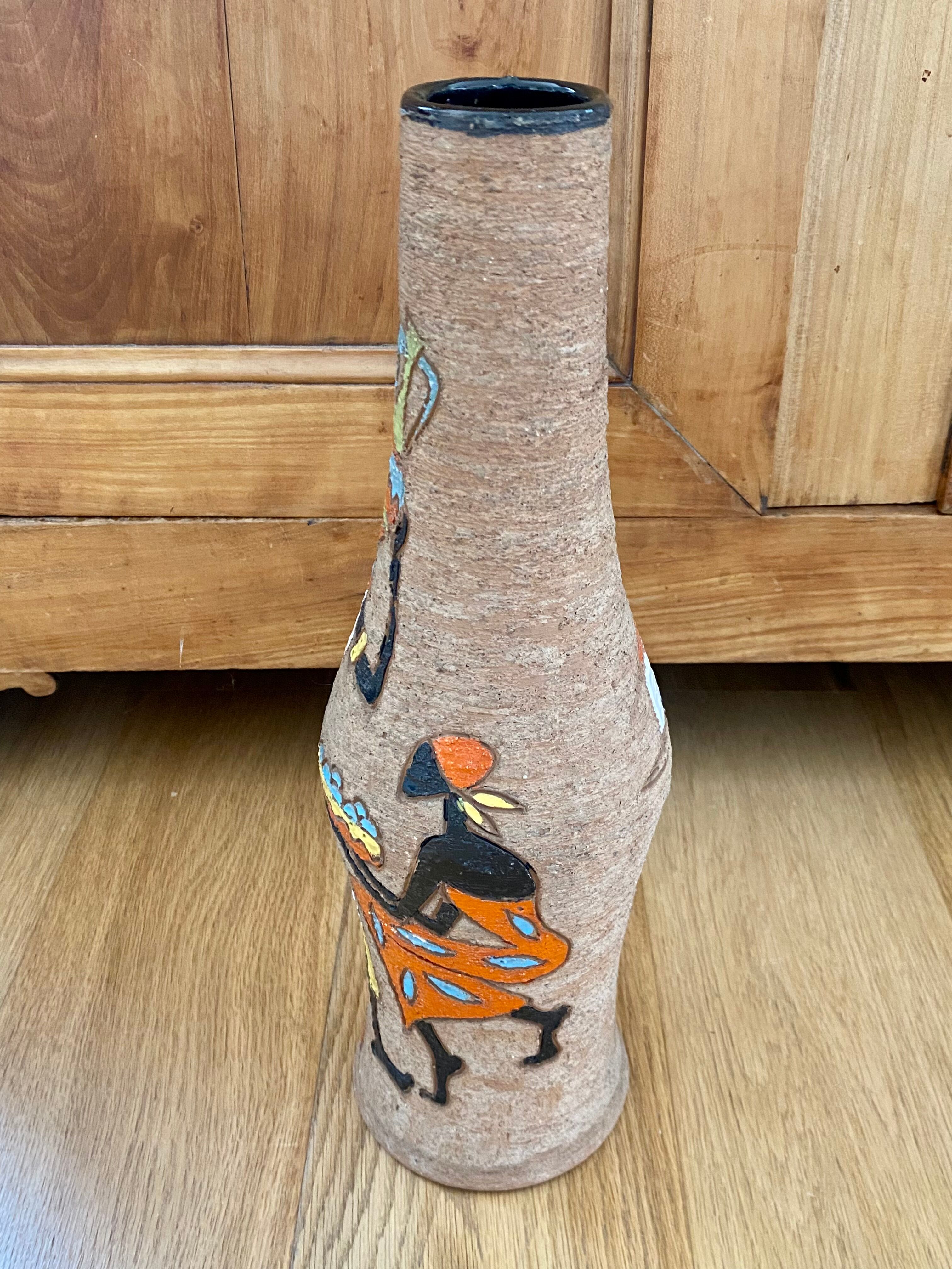 Very large vase Fratelli Fanciullacci scarified ceramic