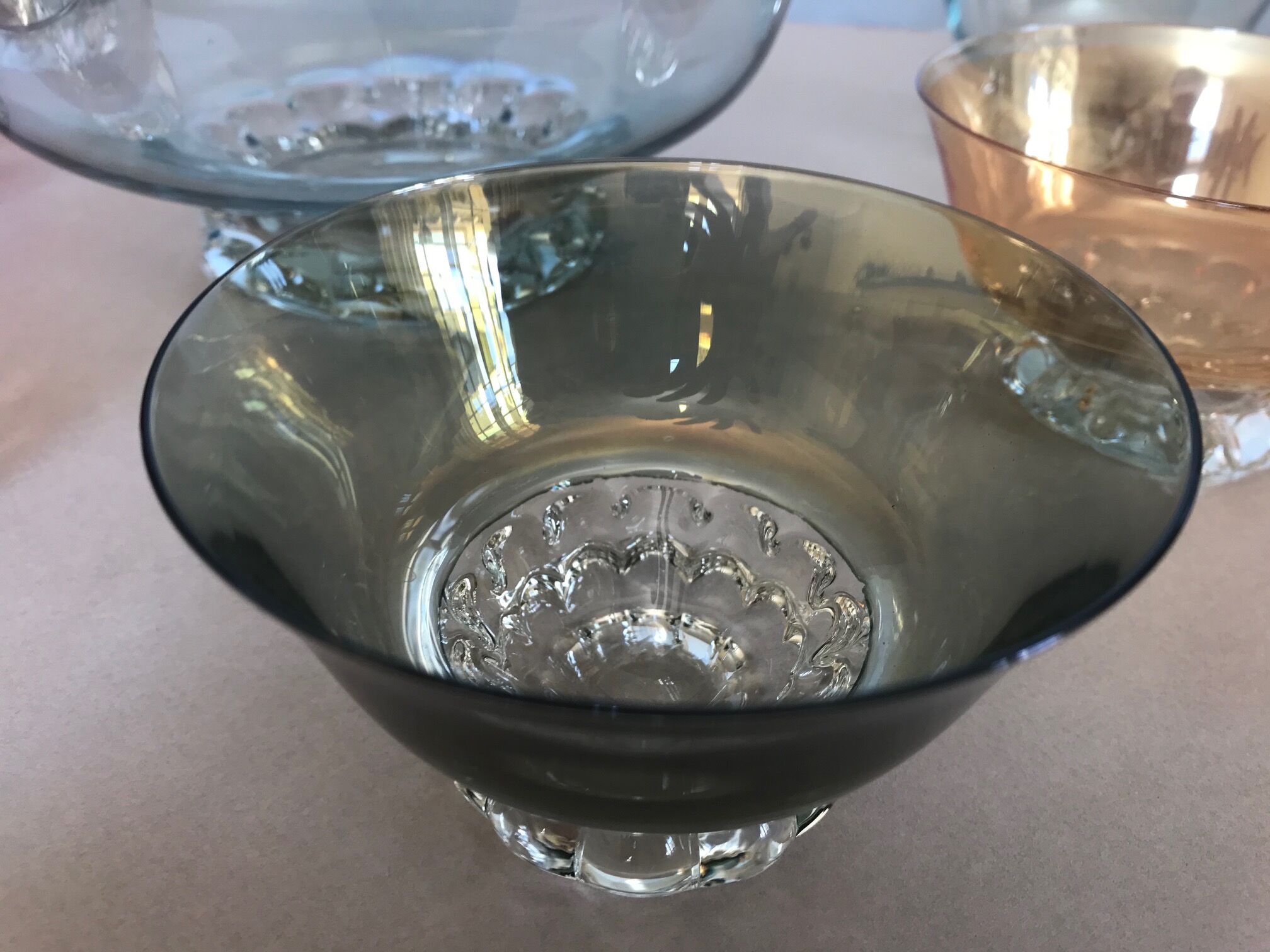 Cut and old coloured bowls