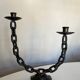Brutalist beaten iron chain bougeoir 1970