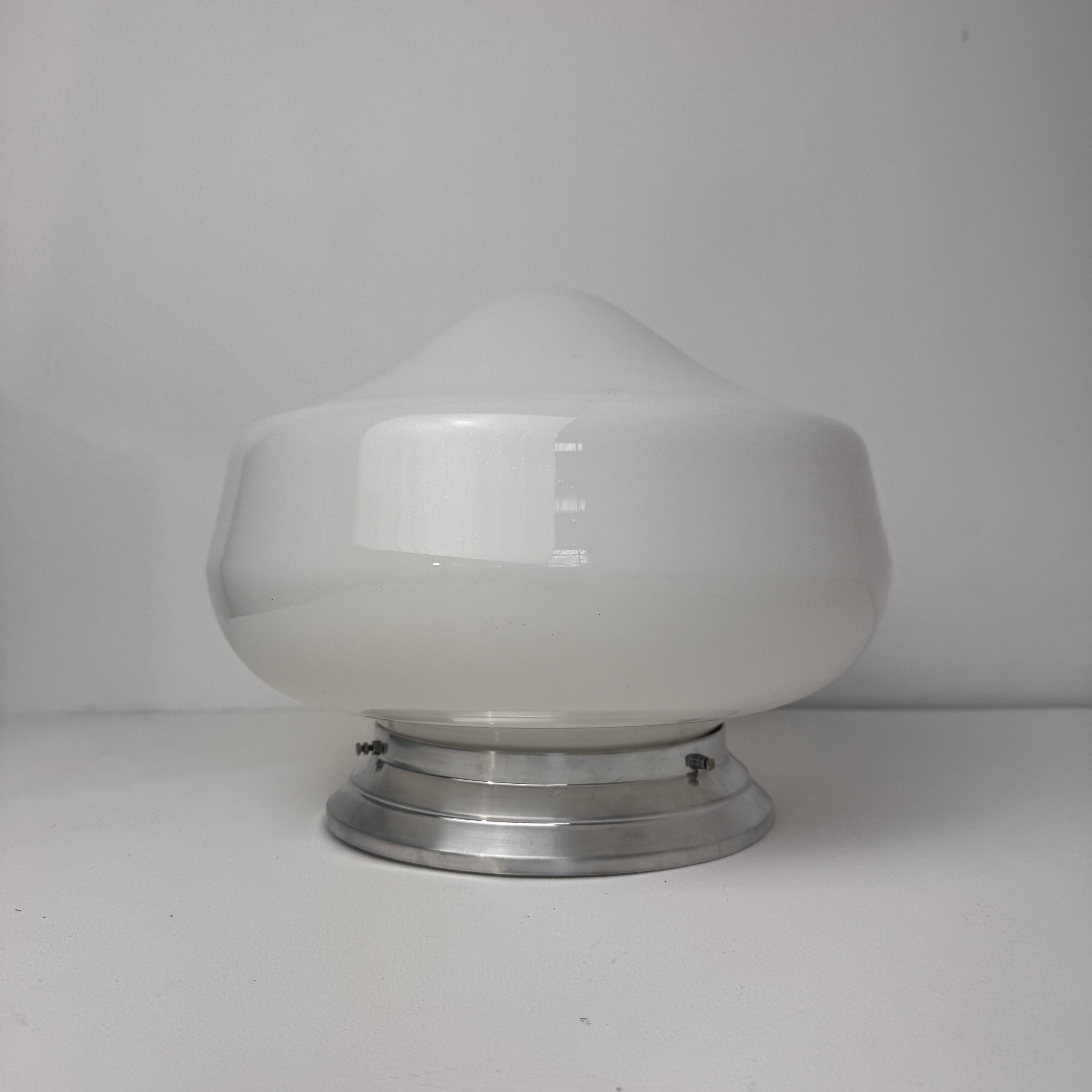 Antique ceiling light or vintage wall light in xl opaline