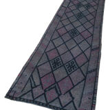 Tapis oriental purple runner unique en son genre fait à la main 85 cm x 368 cm