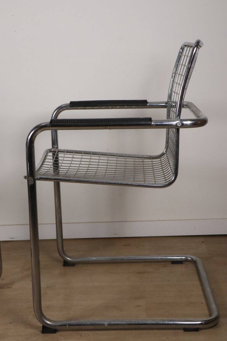 Pair of vintage chrome metal armchairs, 1970