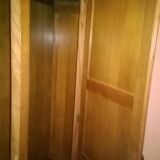 Wardrobe, in solid chestnut, with closet, 3 doors