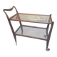 Wooden Trolley with Glass Shelves and Wheels from de Baggis, 1950s