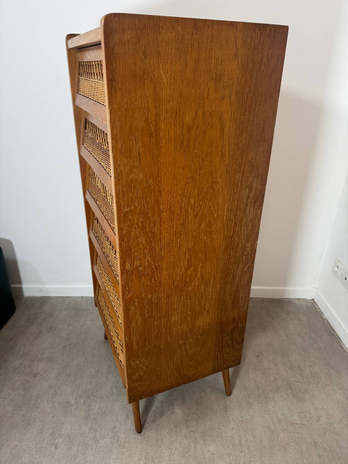 Vintage rattan chest of drawers