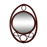 Oval rattan mirror in brown vintage, 72x49 cm