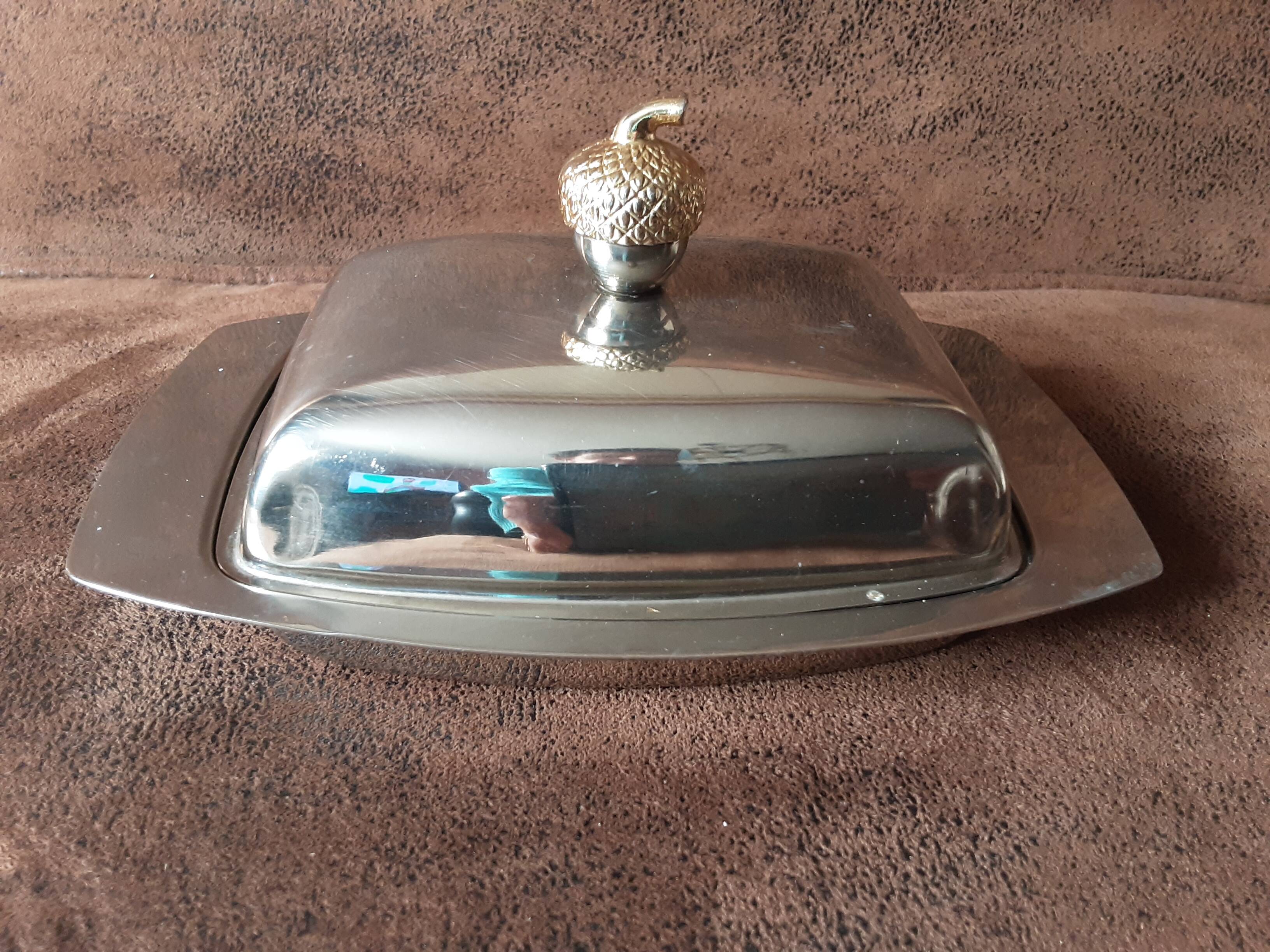 Vintage metal butter dish
