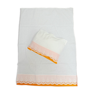 Vintage baby adornment, sheet + pillowcase