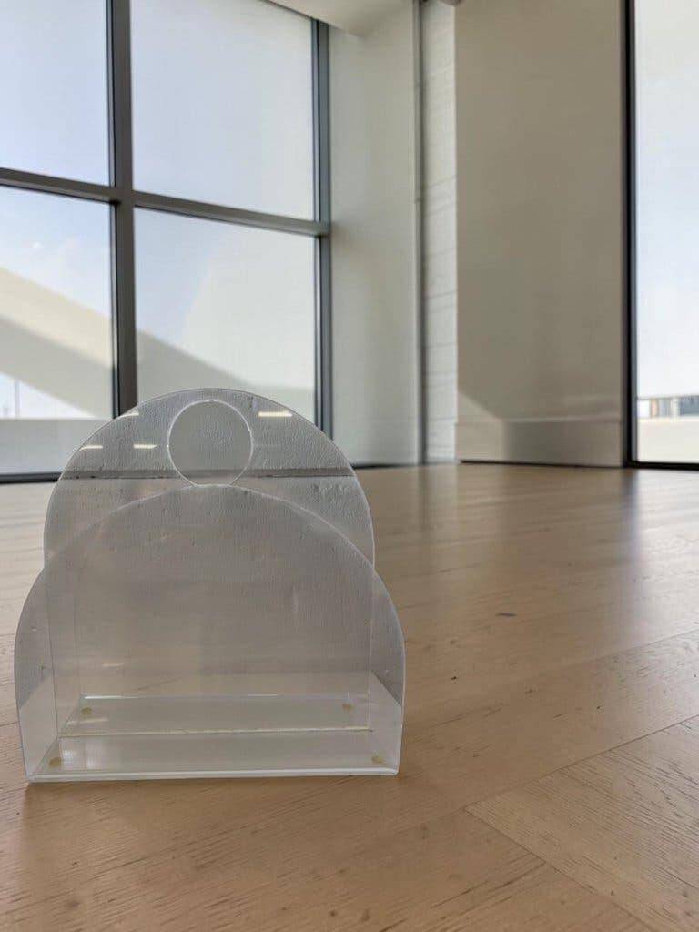 Vintage magazine/newspaper rack in transparent plexiglass