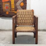 Wooden and rope armchair
