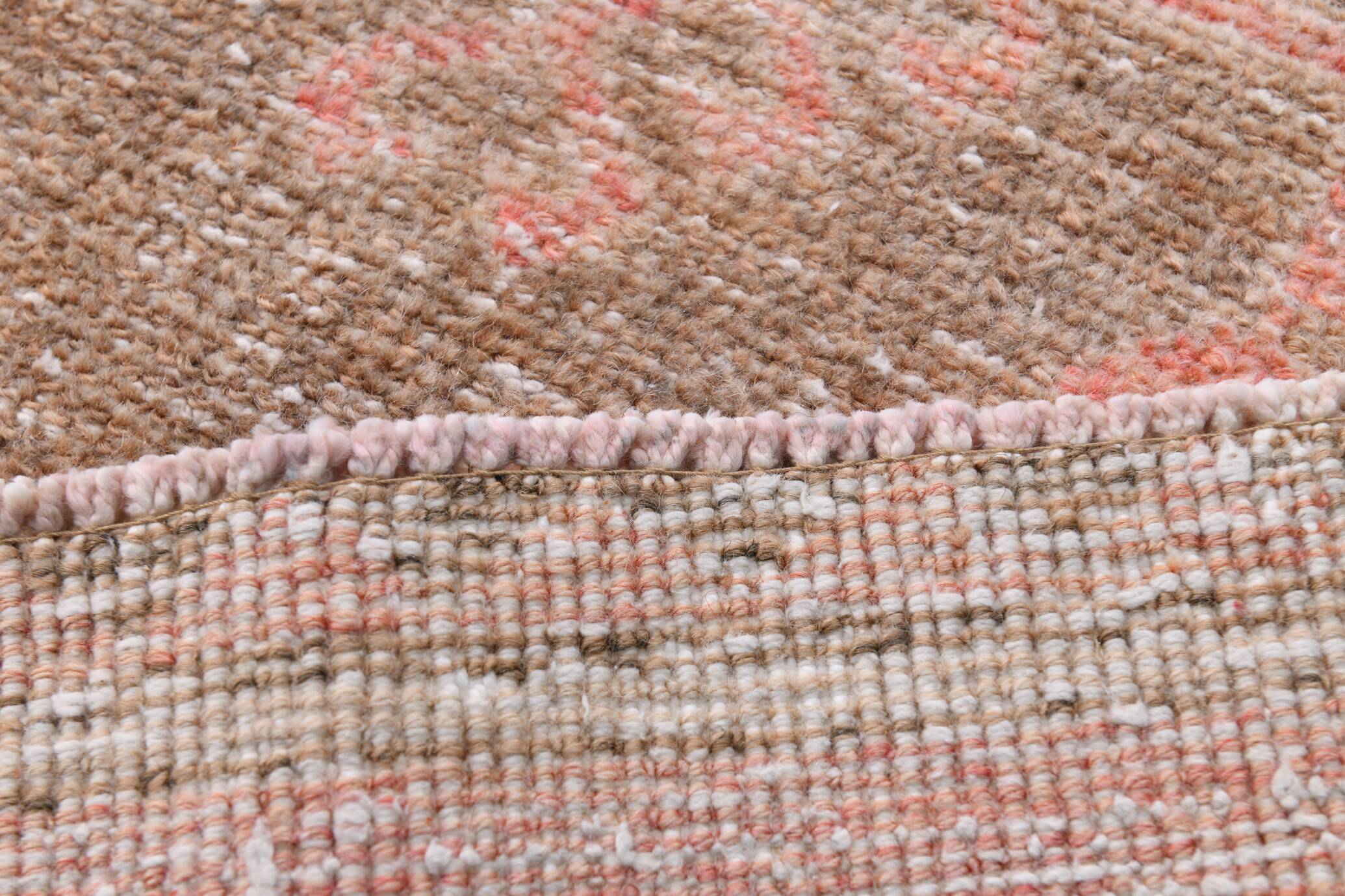 Turkish Salmon Brown Vintage Runner Rug, 91x362Cm