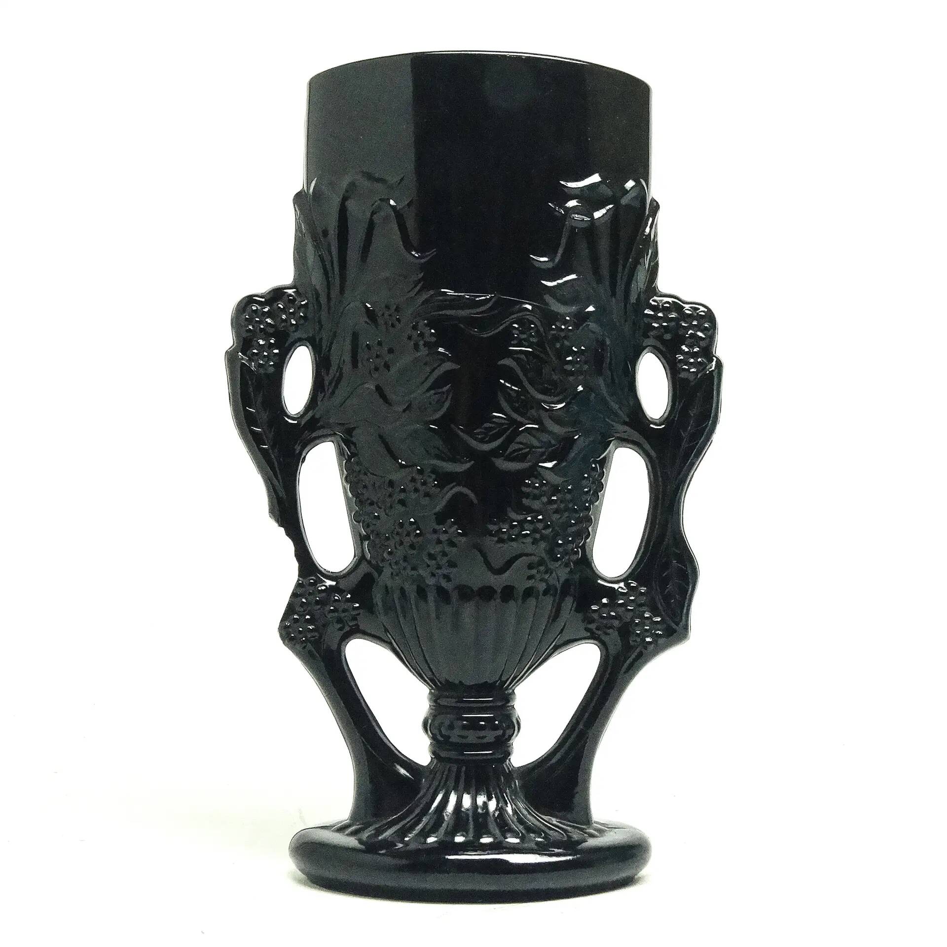 Eclectic vase, black hyalite glass, Ząbkowice, Poland, 1970s