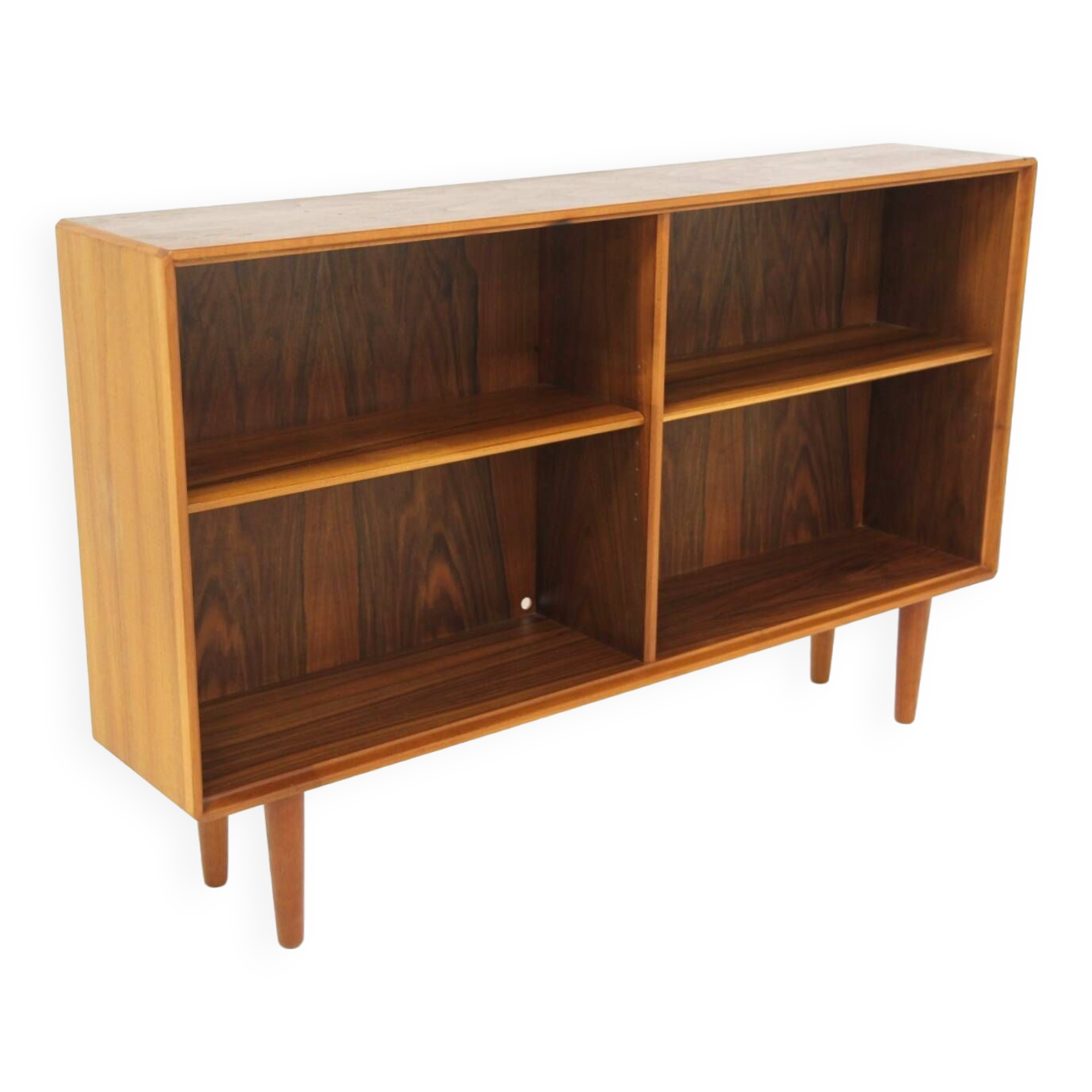 Scandinavian walnut bookcase "Facett", Bertil Fridhagen, Bodafors, Sweden, 1960