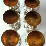 6 Art Deco wine or sherry glasses made of electro silver plated brass