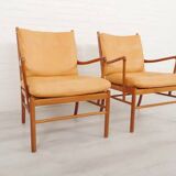 Set of 2 vintage Ole Wanscher chairs | Colonial chair | Leather