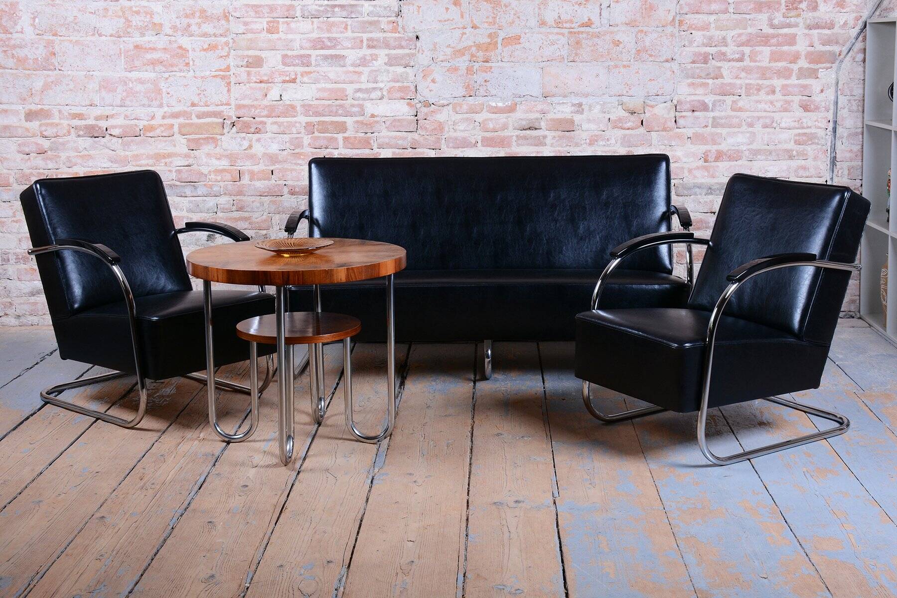 Bauhaus Sofa in Chrome and Leather from Mücke-Melder, Czech, 1930s