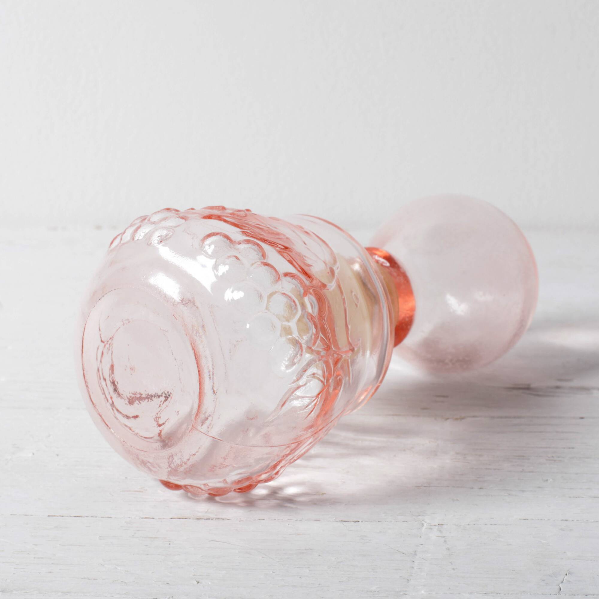 Vintage Small Pink Glass Decanter with Stopper: Mid-Century Empoli Italian