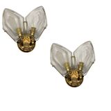 Lot de 2 appliques en laiton et verre, années 1970