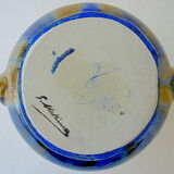 Vase with enamelled polychrome sandstone vase with crystallization glaze