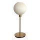 Table lamp with a lampshade from an old vintage pendant light in ribbed white glass and a pi