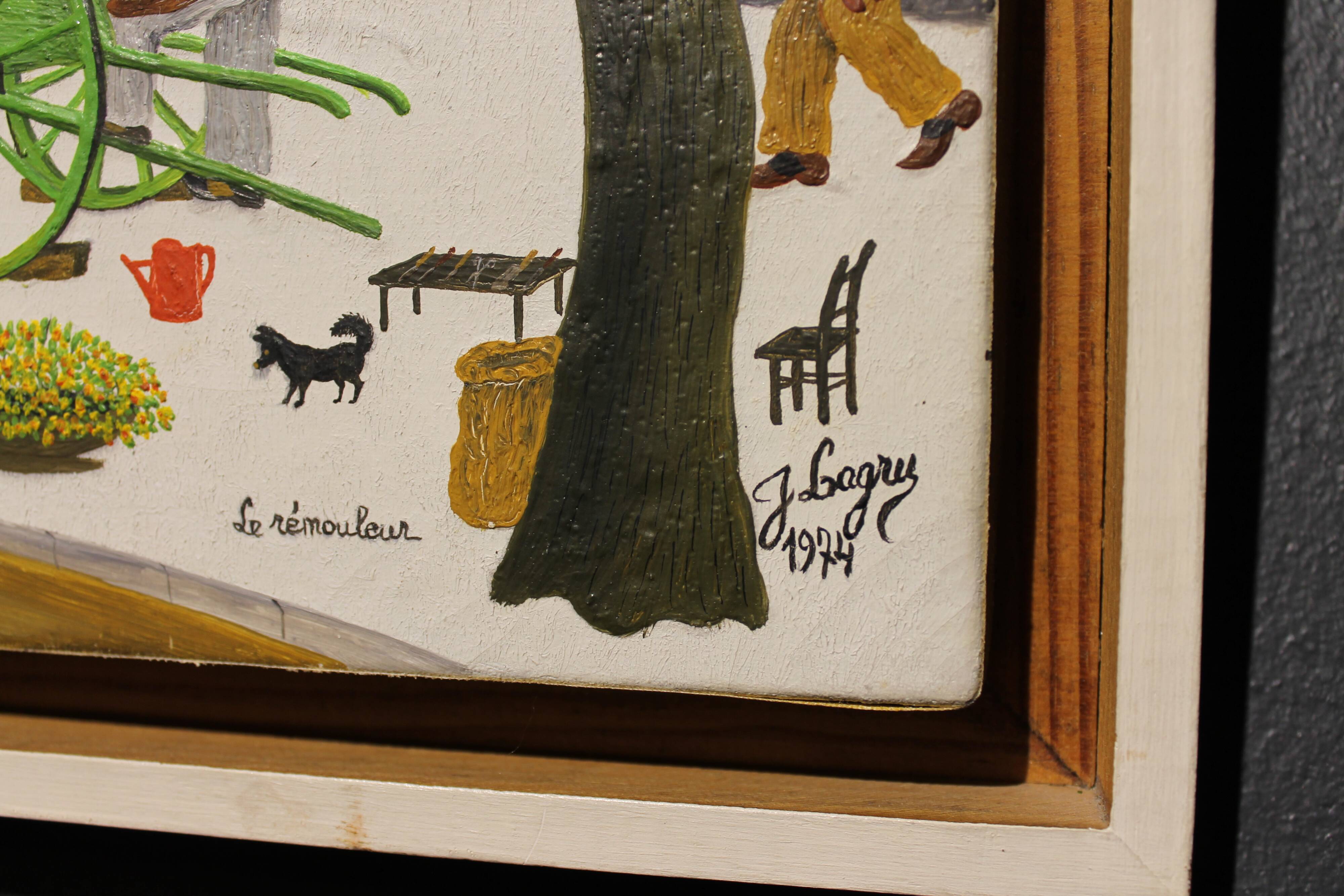 Naive painting by Jean Lagru, 1974