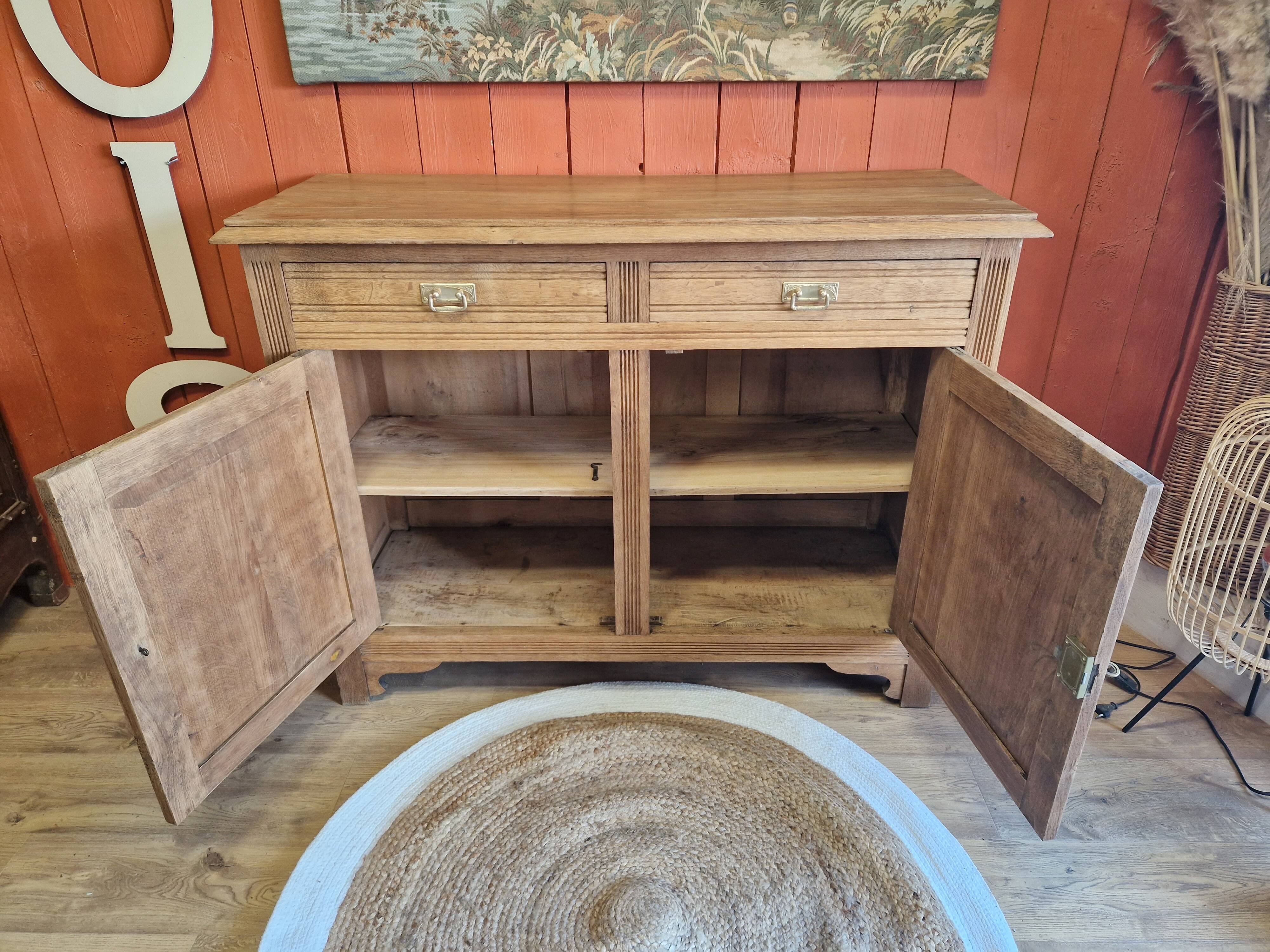 Sideboard two doors two drawers in renovated oak art deco style