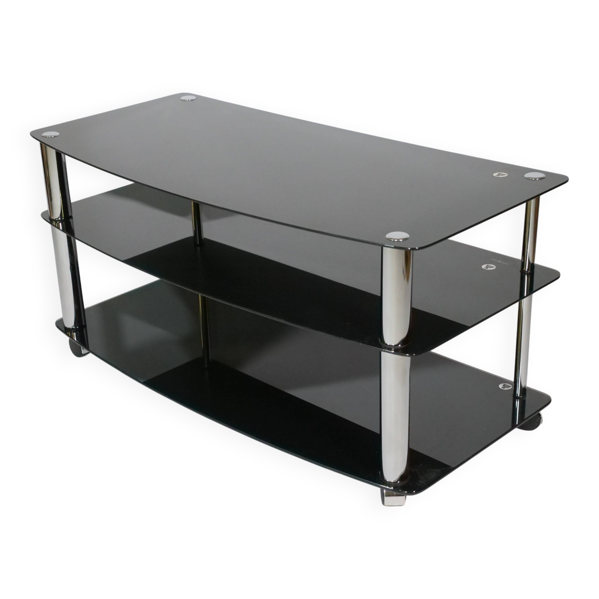 True vintage roll phono chest of drawers sideboard glass shelf 80s