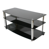 Commode vintage à roulettes avec étagère en verre des années 80