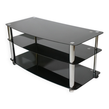 True vintage roll phono chest of drawers sideboard glass shelf 80s