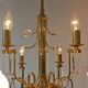 Crystal and gilded brass chandelier Mid Century 1970s