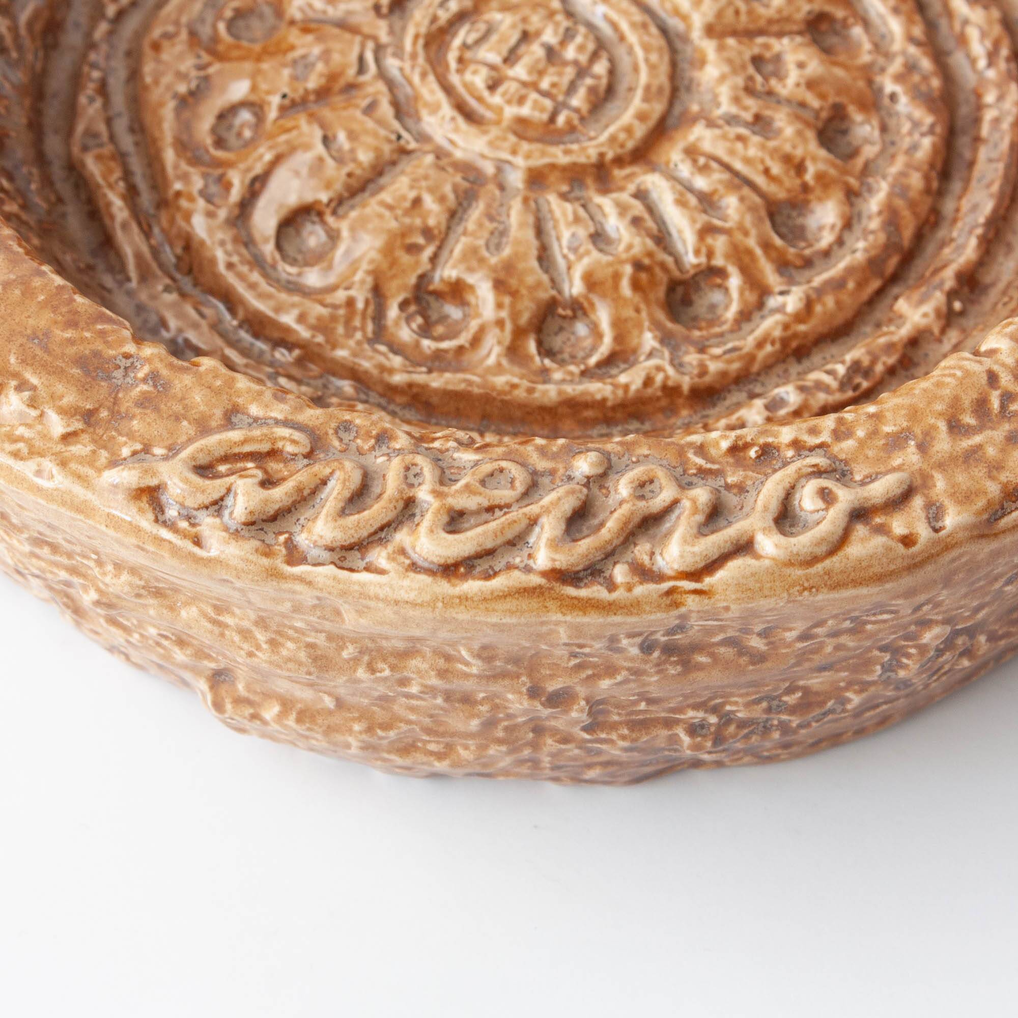 1970s Brown Textured Ceramic Ashtray from Aleluia