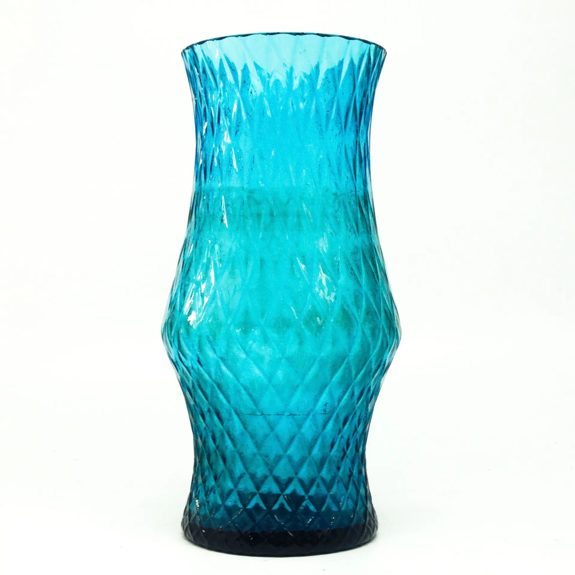 Postmodern vase, turquoise glass, designed by Z. Horbowy, Poland, 1970s