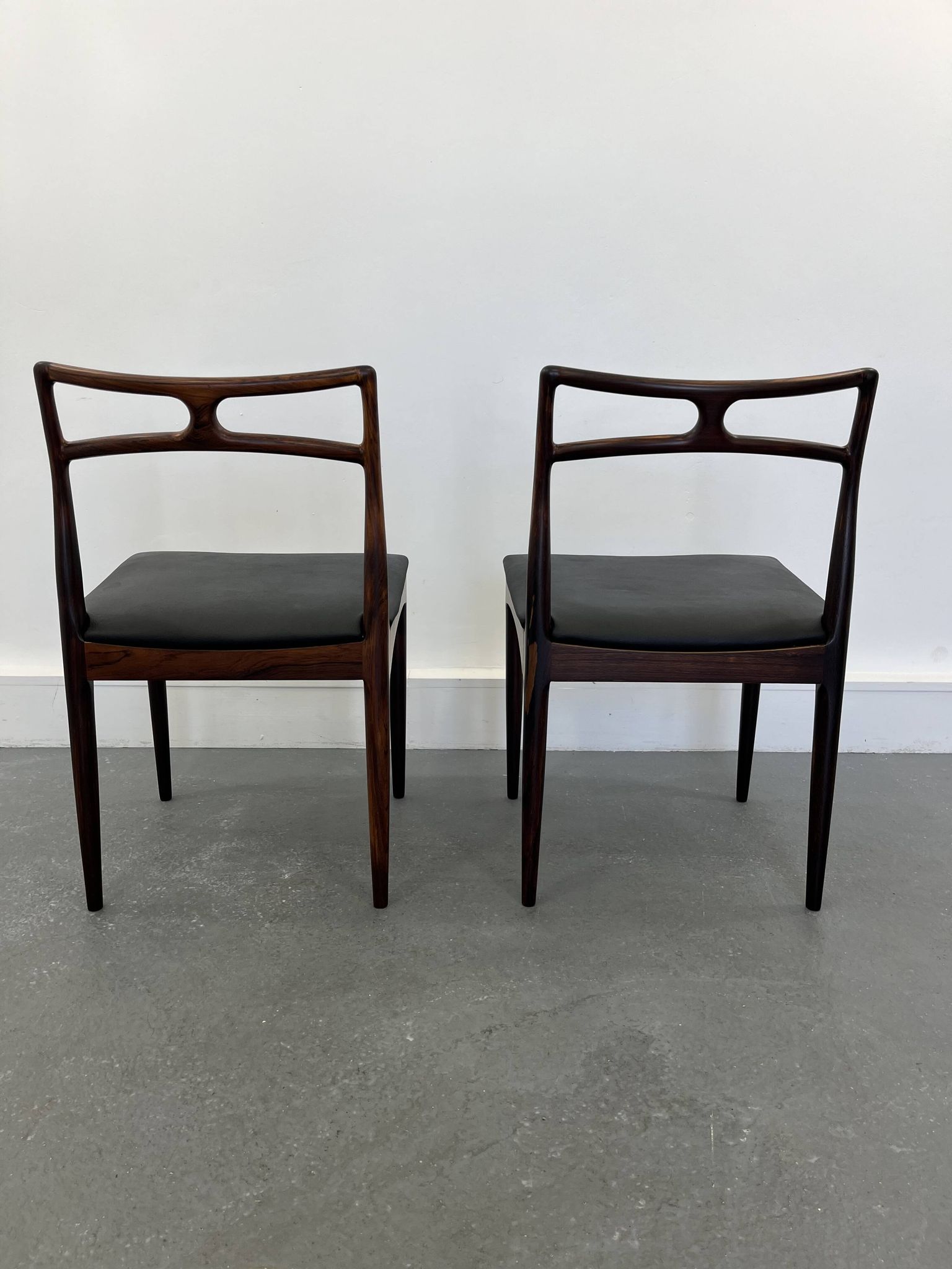 Chaises d'appoint danoises modèle 94 en palissandre et cuir par J.Andersen pour Christian Linneberg, années 1960,
