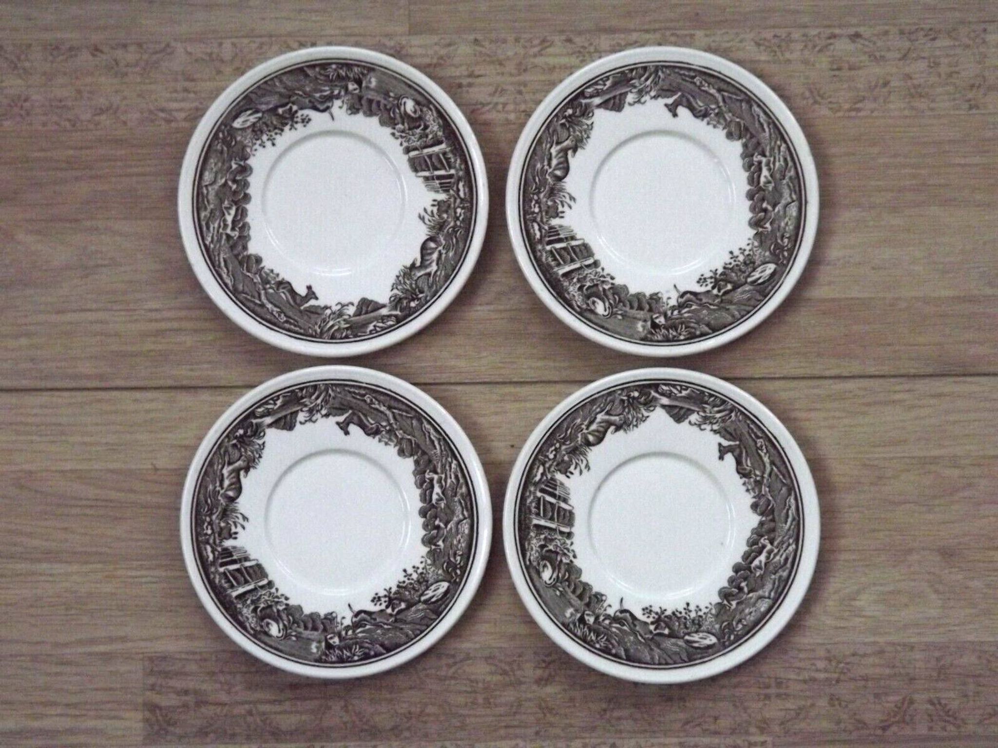 Set of 4 saucers Quality Retired Villeroy & Boch Black/White Anjou Design 4656