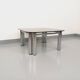 Vintage Italian Space Age square coffee table in smoked glass and chrome metal
