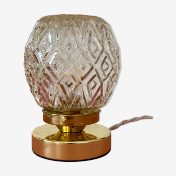 Lampe à poser globe vintag en verre