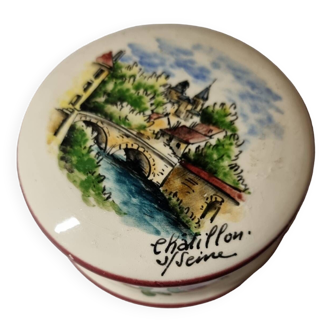 Pot à bonbon sucrier ancien en porcelaine châtillon sur seine