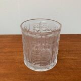 Large vintage glass vase or bowl with South American/Inca ornaments.