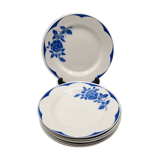 Series of 6 vintage art deco plates Digoin Sarreguemines Corsica blue flowers