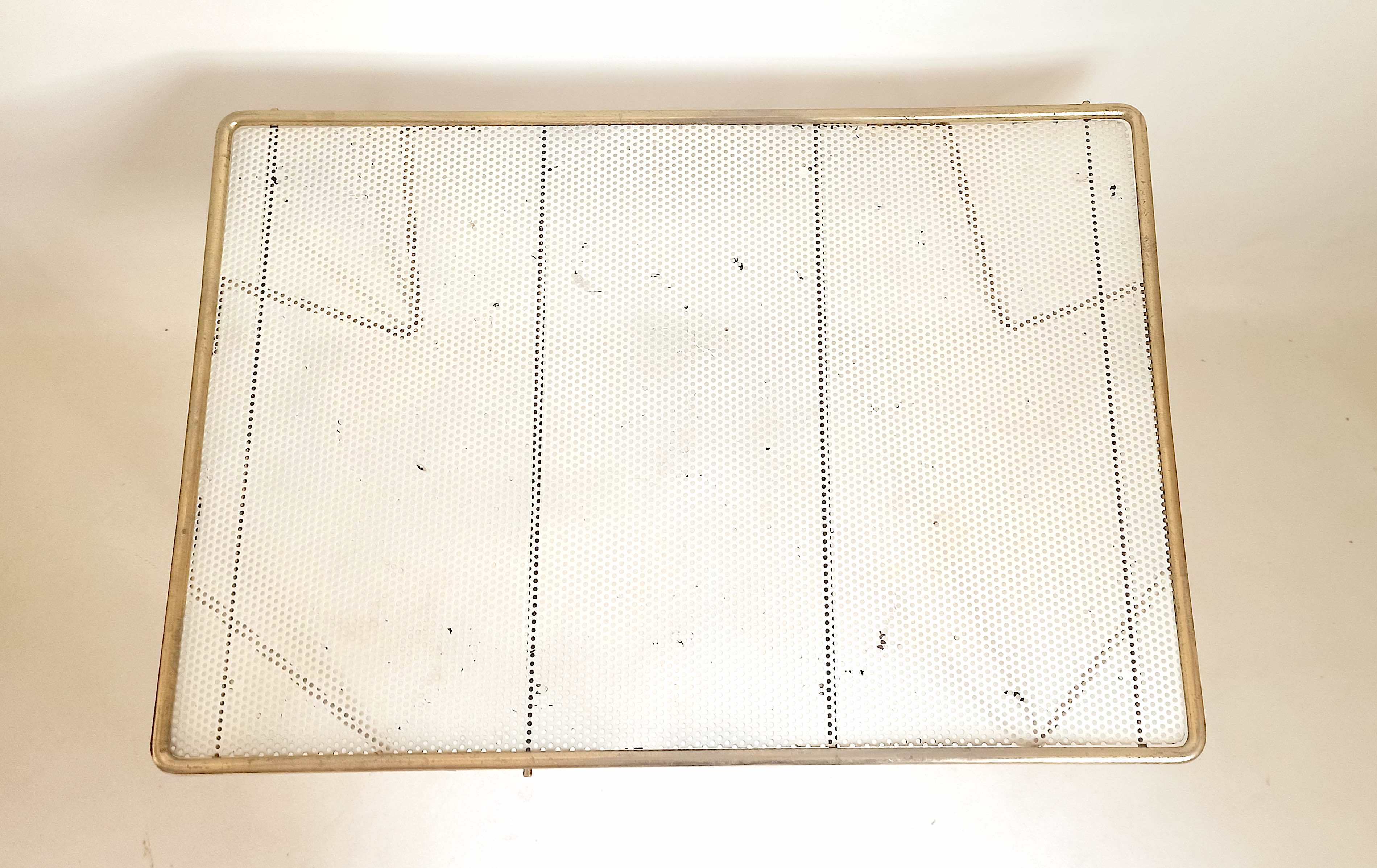 Coffee table gilded metal and white rigidule top 50