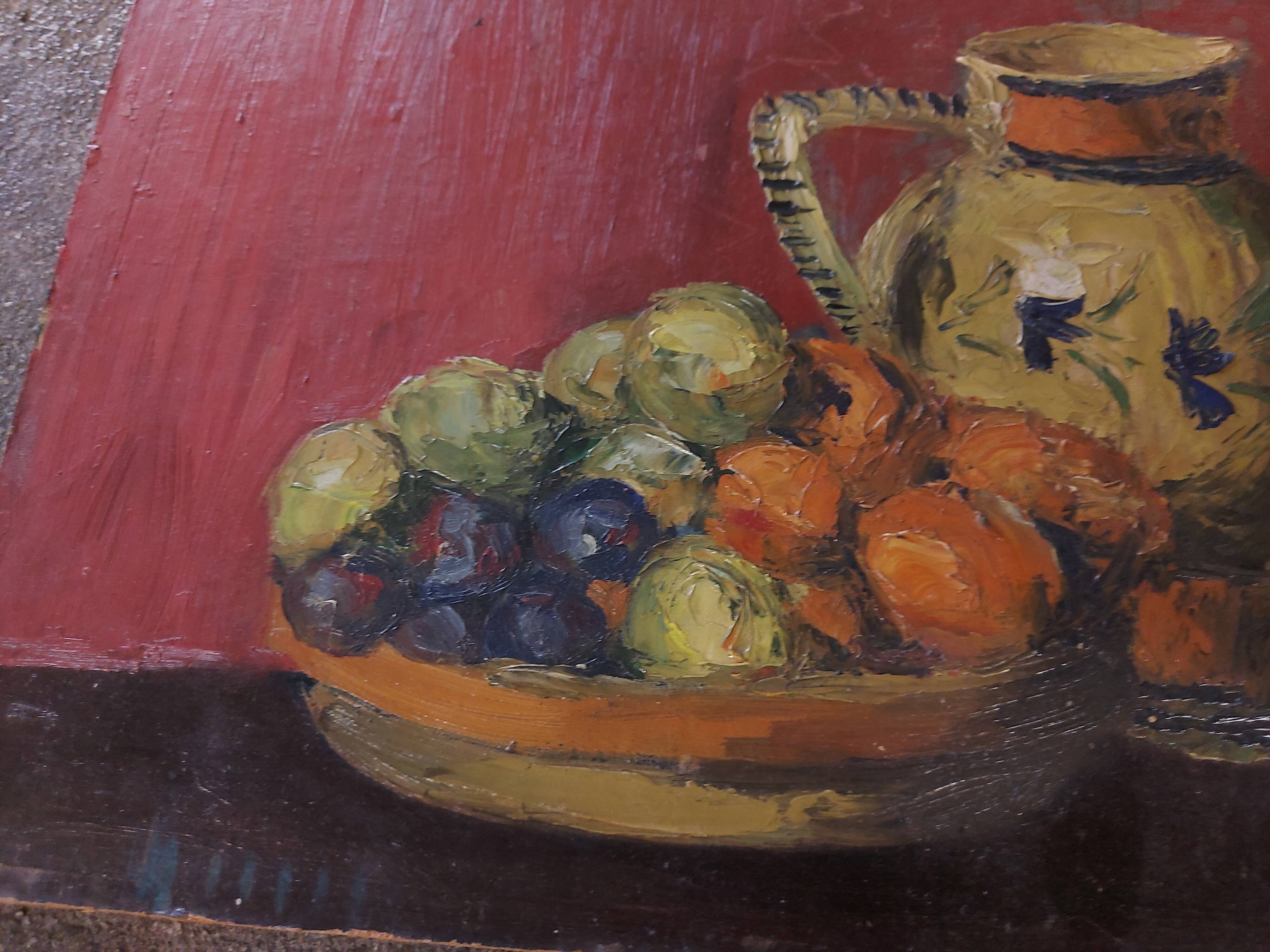 Painting, oil on panel, still life